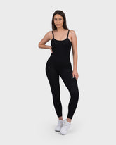 Ribbed Sculpting Jumpsuit - Black